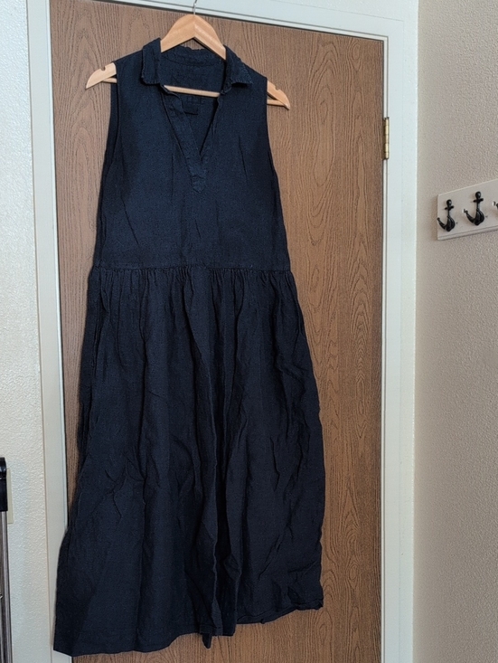 Frank & Eileen Dresses & Skirts - Frank & Eileen Navy 100% Linen Sleeveless Collared Maxi Sundress